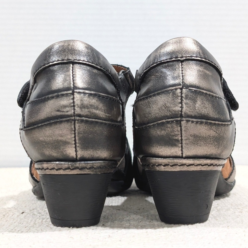 Rockport Metallic Pewter Bronze Leather Mary Jane Comfort Heels Velcro Strap 8.5 - Picture 8 of 12